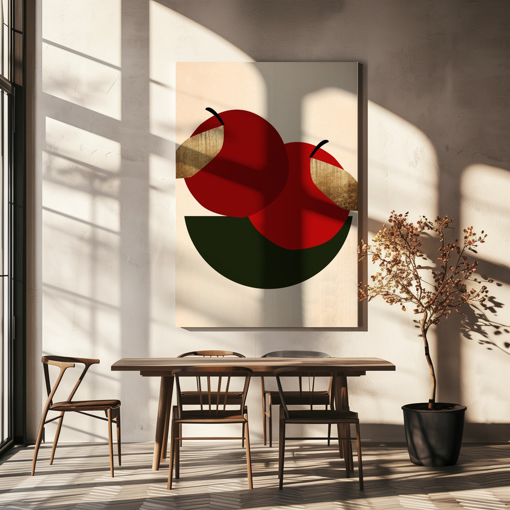 Canvas schilderi - Two Red Apples boven eettafel