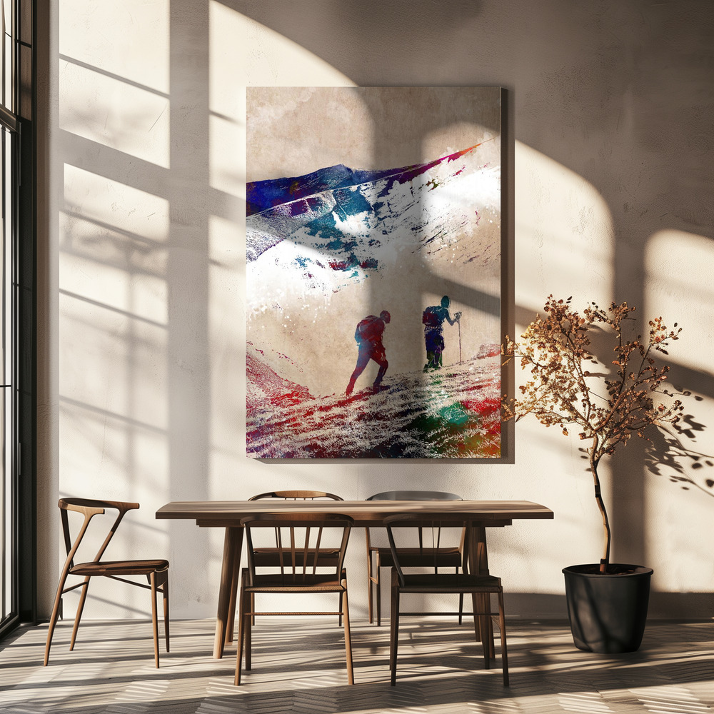 Canvas print - Mountaineers Sport Art 1 over dining table