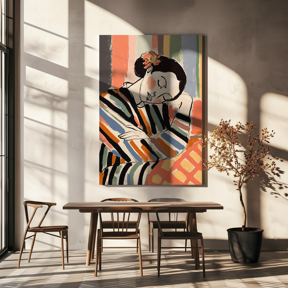 Canvas taulu - A Short Nap ruokapöydän yli