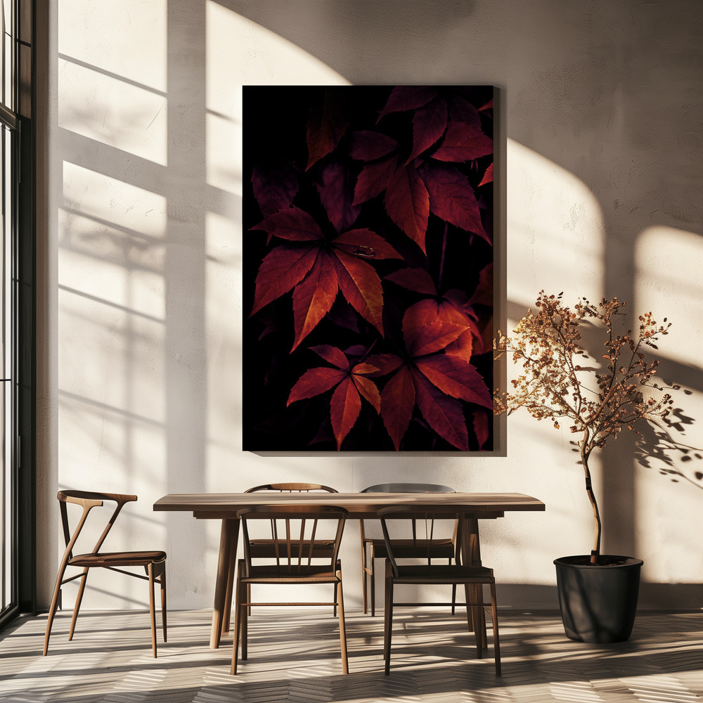 Canvas print - Dark Leaves 7X over dining table