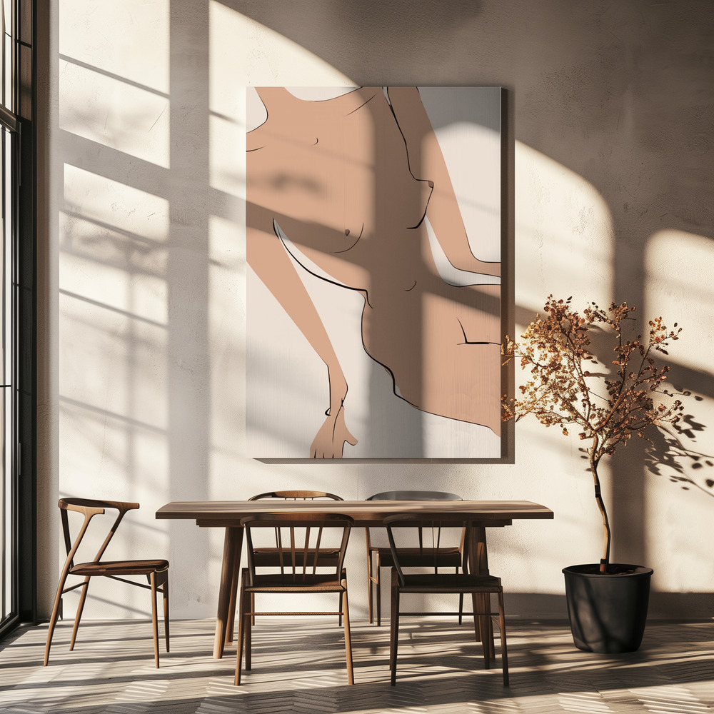 Stampe su tela - Leaning Nude sopra il tavolo da pranzo