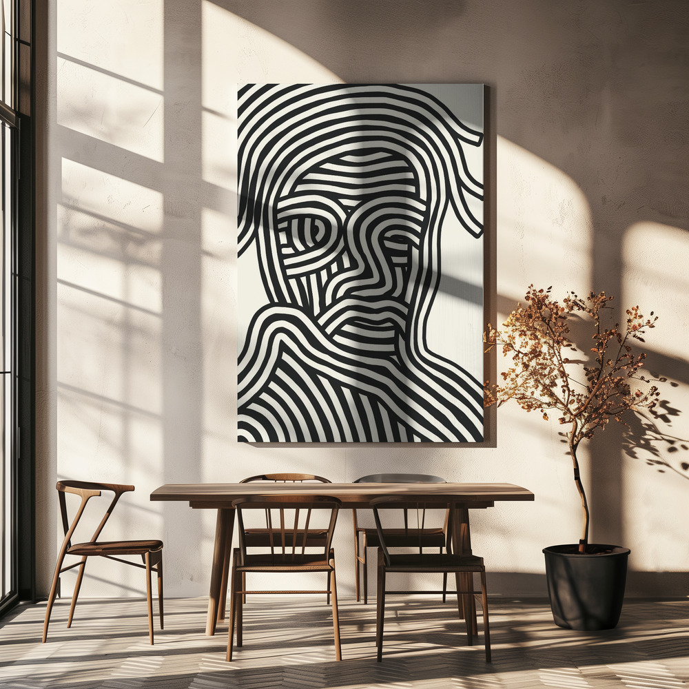 Canvas schilderi - Stripe Portrait boven eettafel