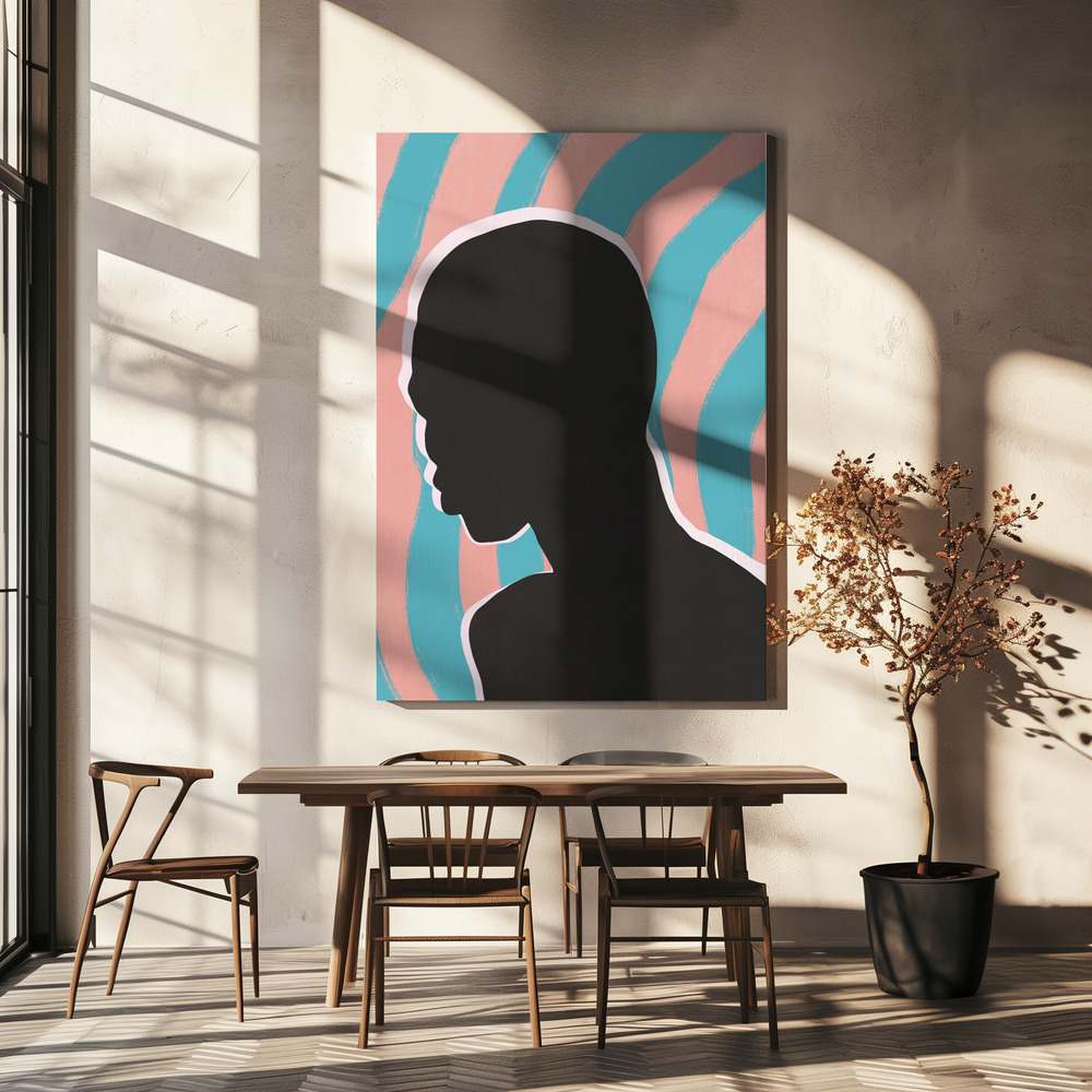 Obraz na płótnie - Anonymous Portrait In Neon Lights nad stołem jadalnym