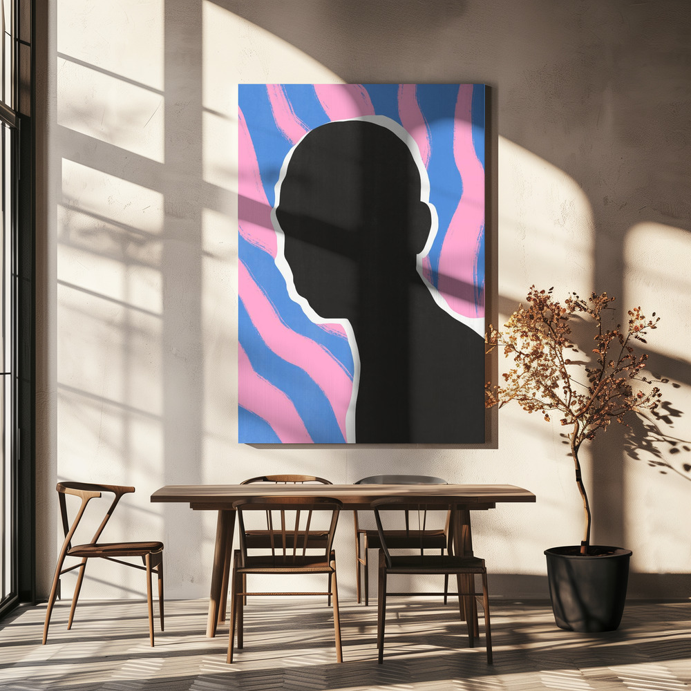 Lærred - Anonymous Portrait In Stripes over spisebordet