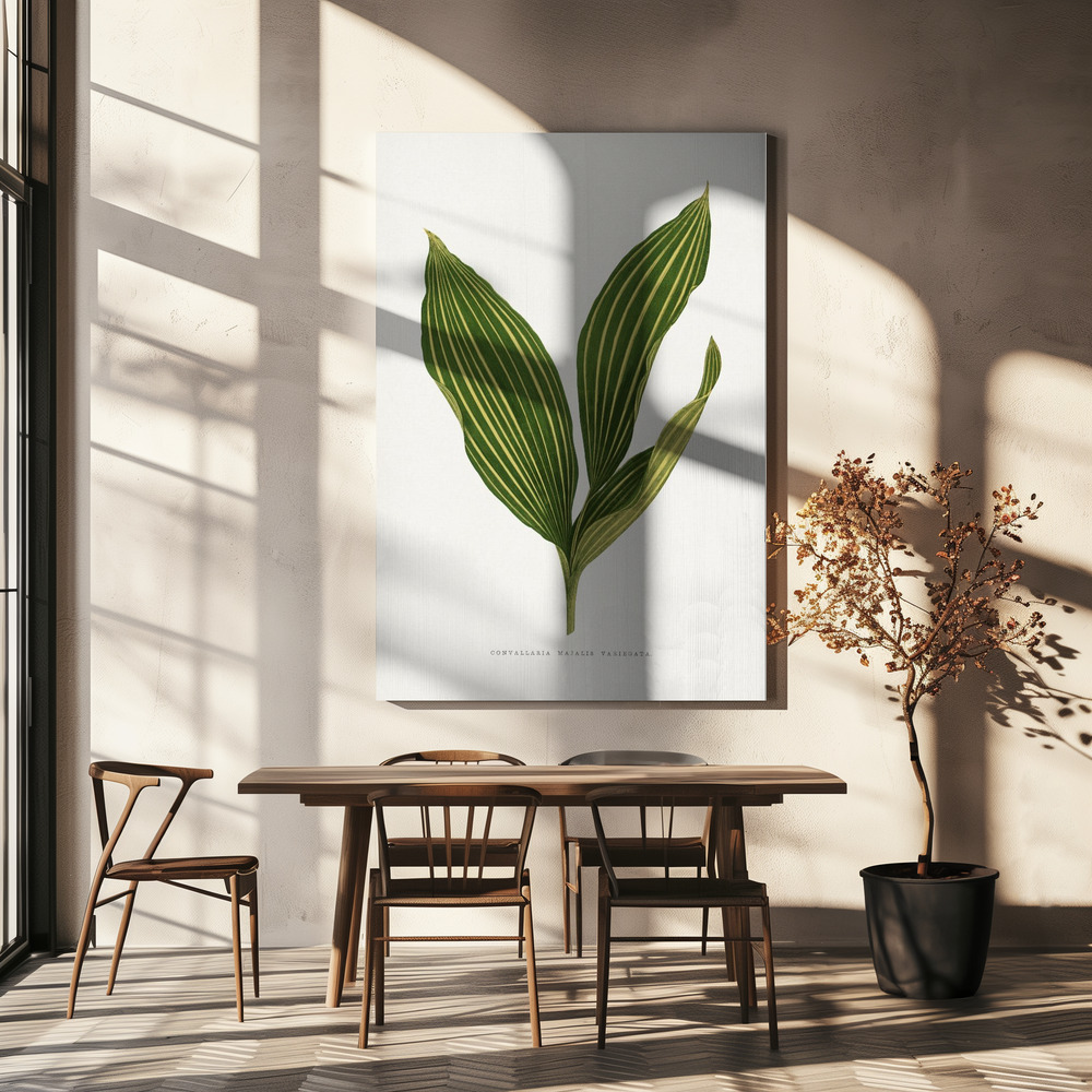 Lærred - Lily of the Valley Leaf Illustration over spisebordet