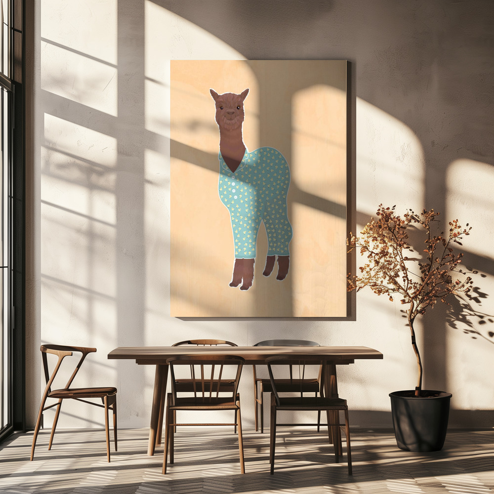 Obraz na płótnie - Llama In Pjs Banana Orange nad stołem jadalnym