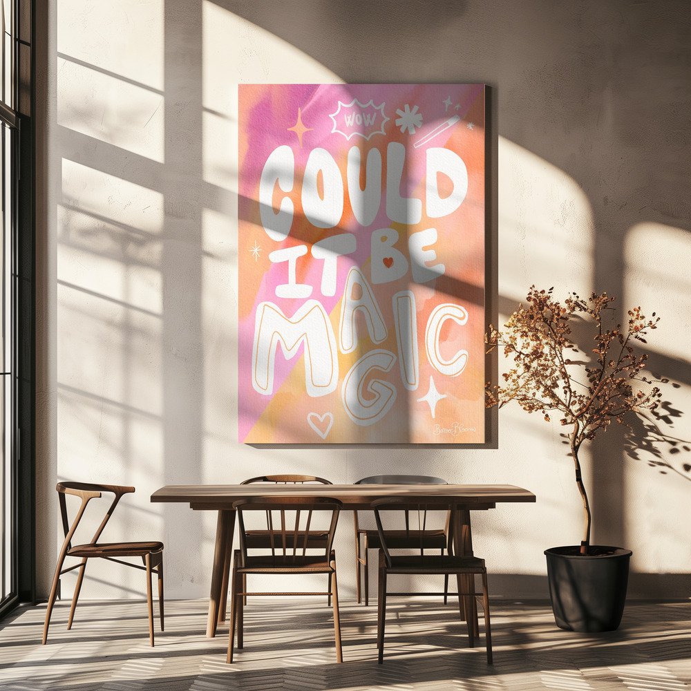 Canvas schilderi - Could it Be Magic - Peach Pink boven eettafel