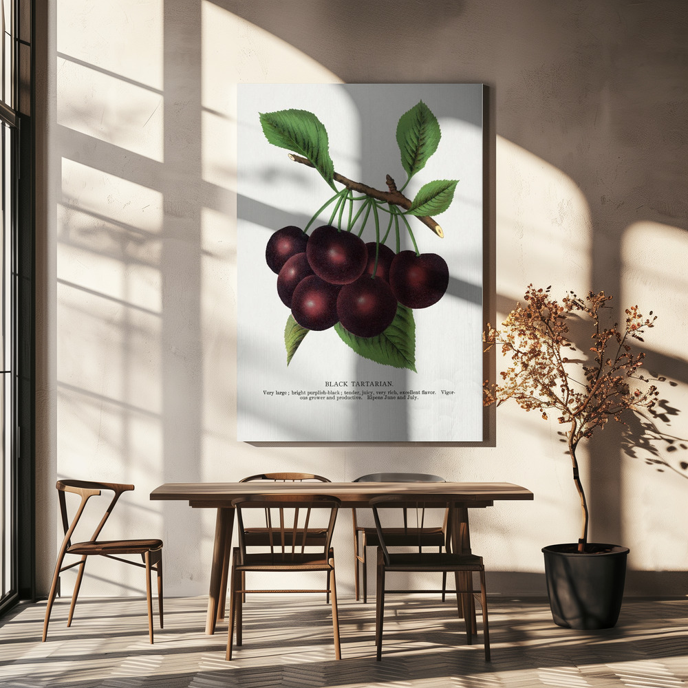Toile - Black Tartarian Cherry Lithograph table de salle à manger