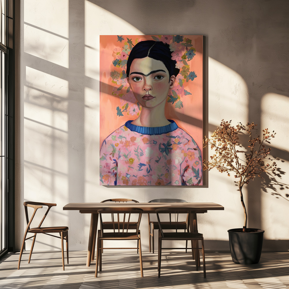 Stampe su tela - Young Frida (Peach) sopra il tavolo da pranzo