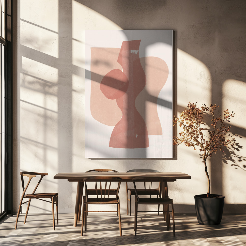 Canvas taulu - Peach Paper Cut Composition No.1 ruokapöydän yli