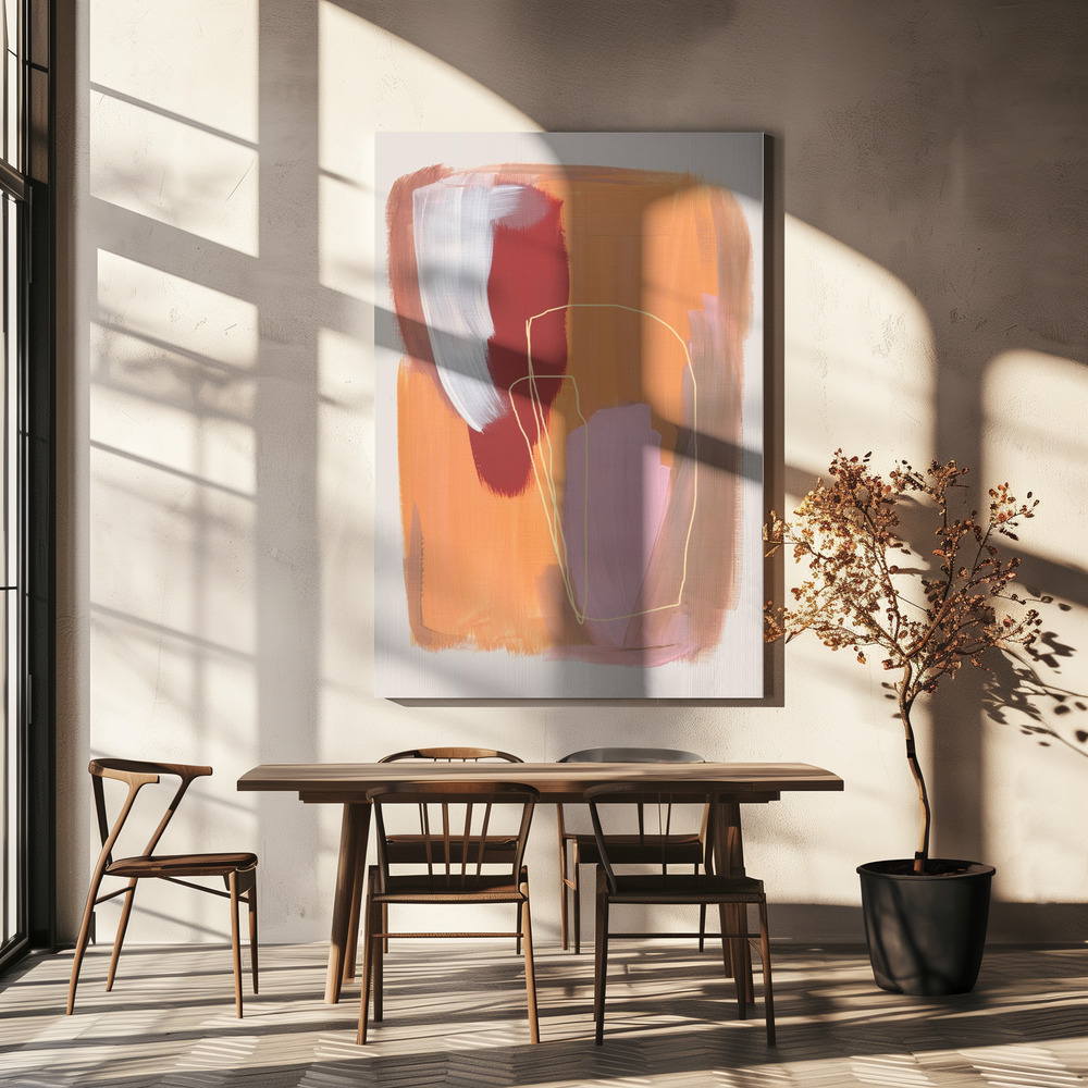 Lienzo - Abstract Brush Strokes 125 sobre la mesa del comedor
