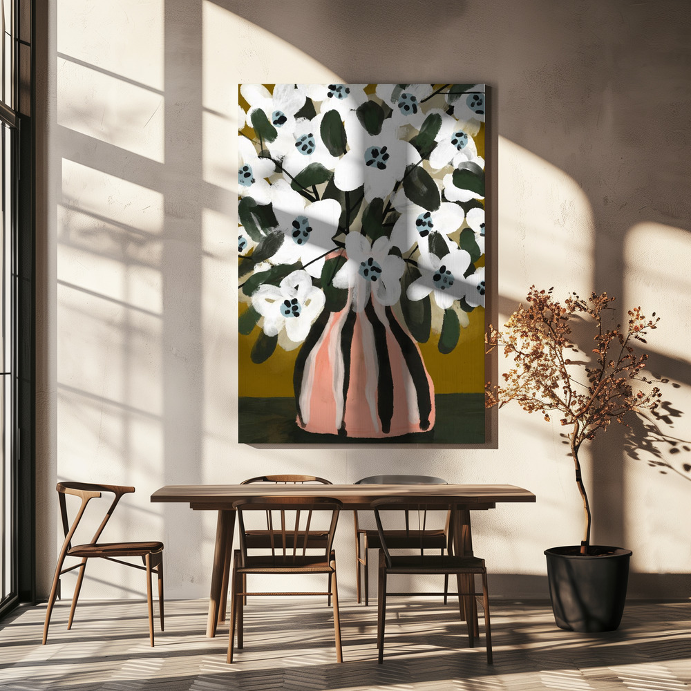 Lienzo - Pastel Flower Impression No 9 sobre la mesa del comedor
