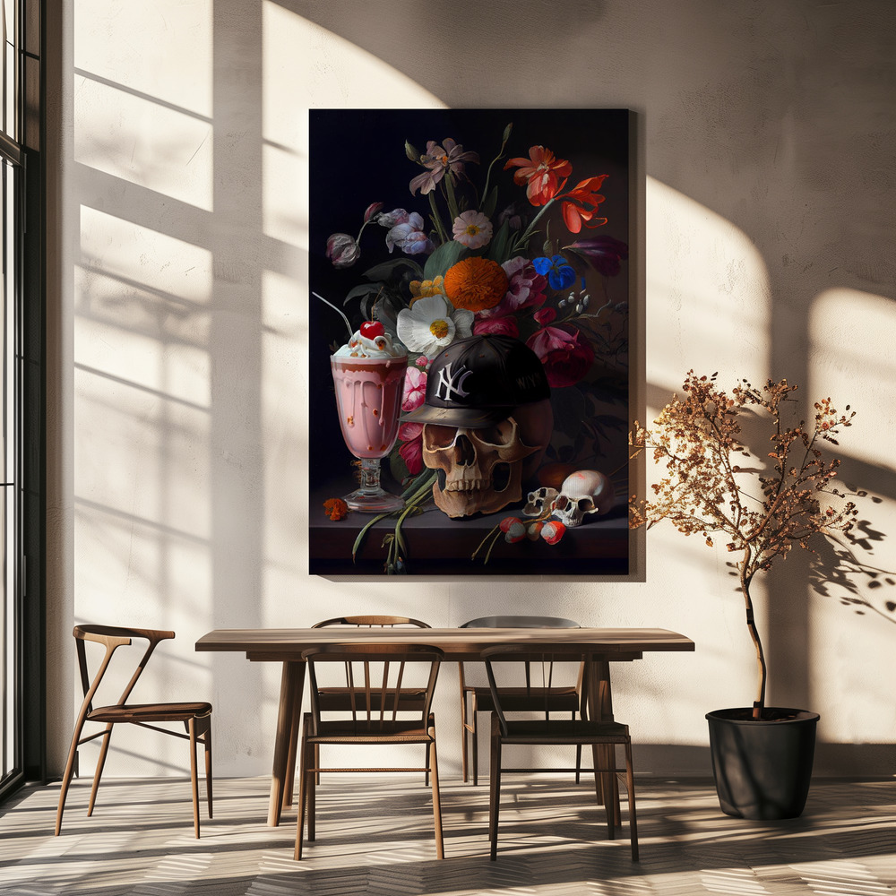 Canvas print - Skull Still Life over dining table