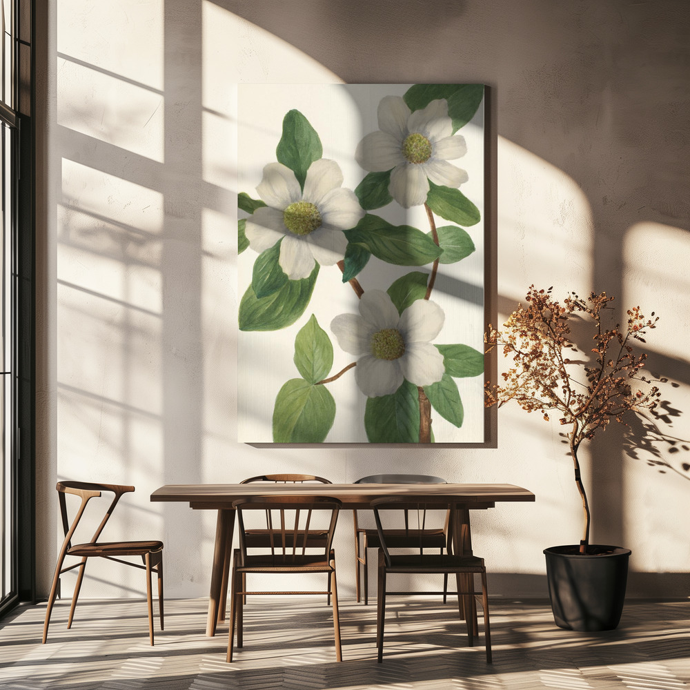 Canvas schilderi - Pacific Dogwood boven eettafel