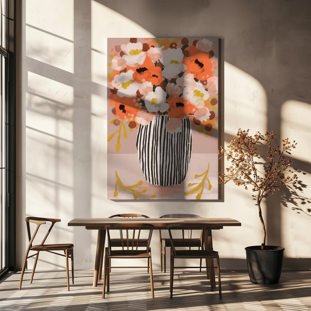 Stampe su tela - Pastel flowe rimpression no 10 sopra il tavolo da pranzo