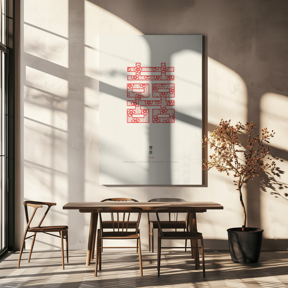 Canvas print - Shuang Xi | Double Happiness over dining table