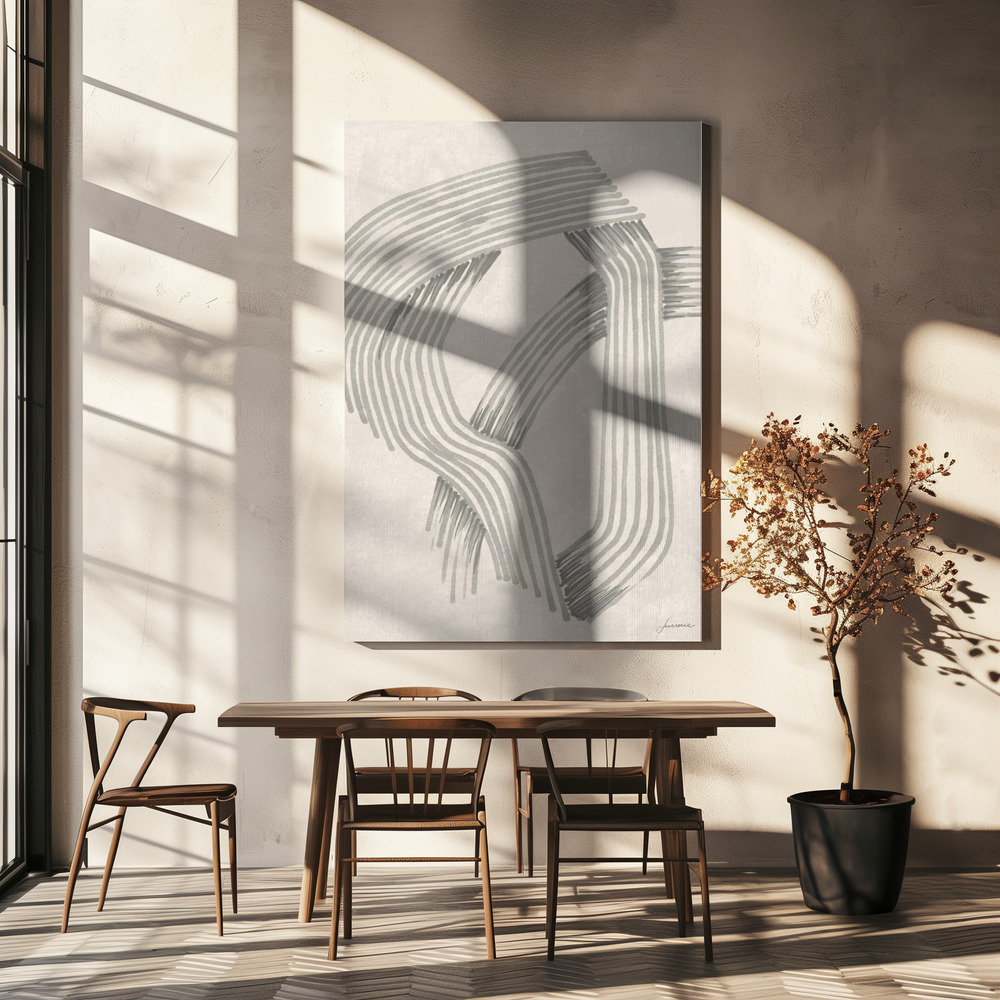 Canvas schilderi - Abstract Grey Intersections 01 boven eettafel