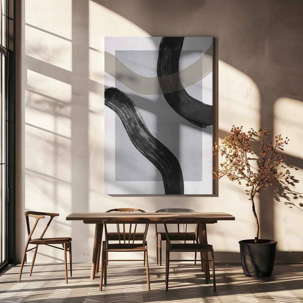 Lienzo - Lines and Shapes 2 sobre la mesa del comedor