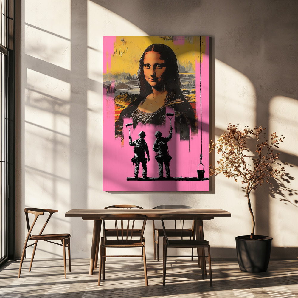 Canvas print - Pink Monalisa over dining table