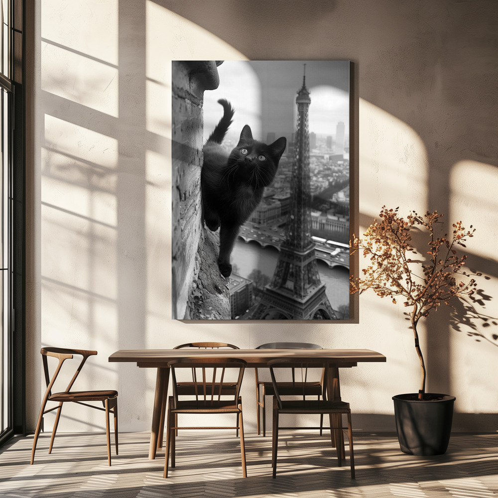 Canvas print - Kitty in Paris over dining table