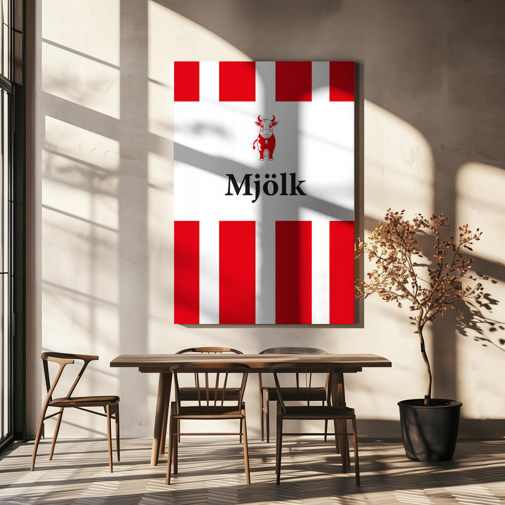 Canvas taulu - Mjölk Röd ruokapöydän yli
