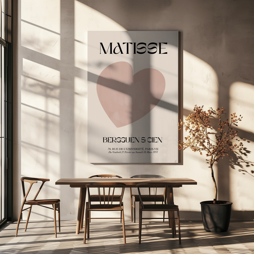 Canvas print - Beige Heart over dining table