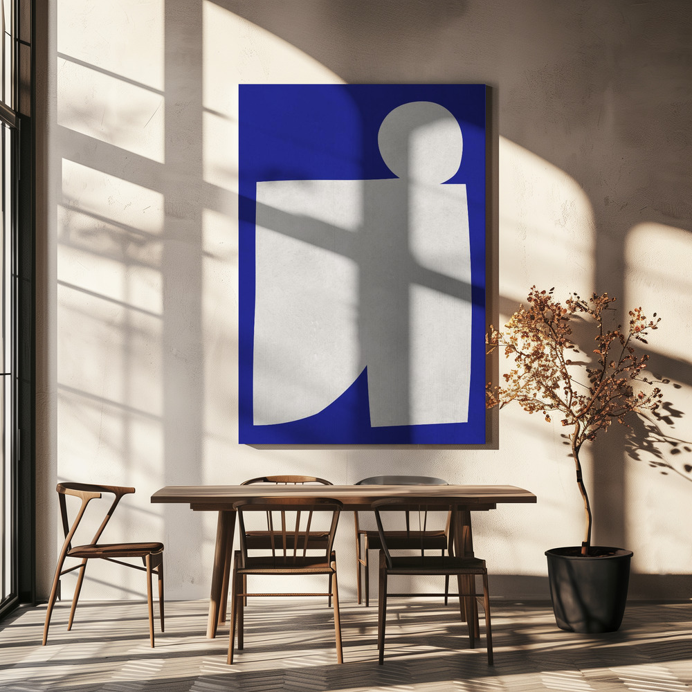 Canvas print - Blue and white art 2 over dining table