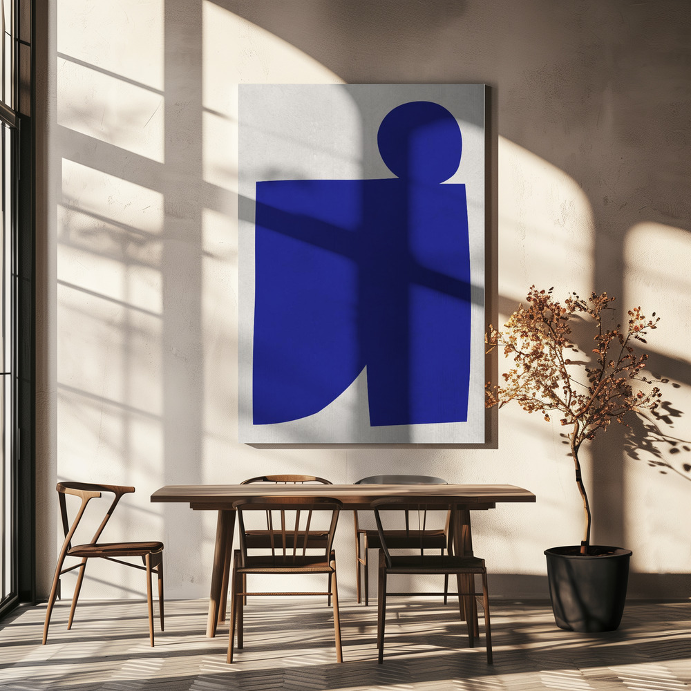 Canvas taulu - Blue and white art 1 ruokapöydän yli