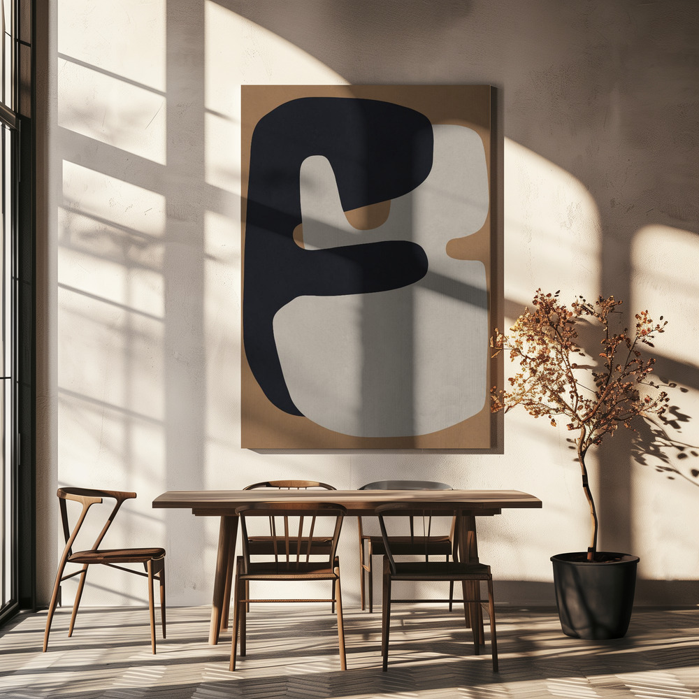 Canvas print - Brown and black art 1 over dining table