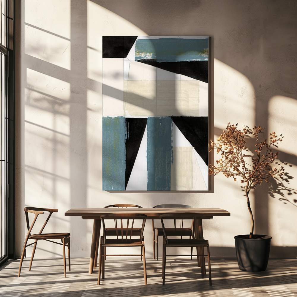 Canvas print - Abstract Blue Shapes No2 Print over dining table