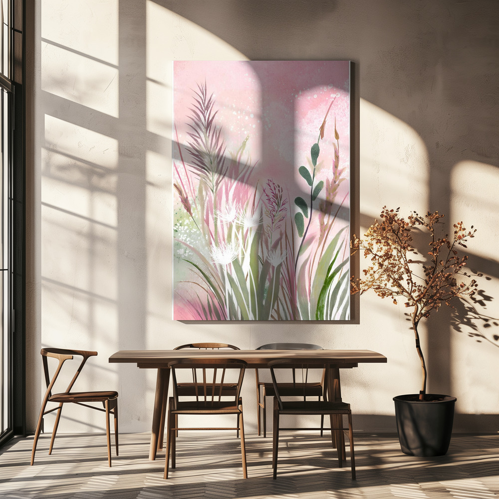 Canvas taulu - Pink and Green 32 ruokapöydän yli