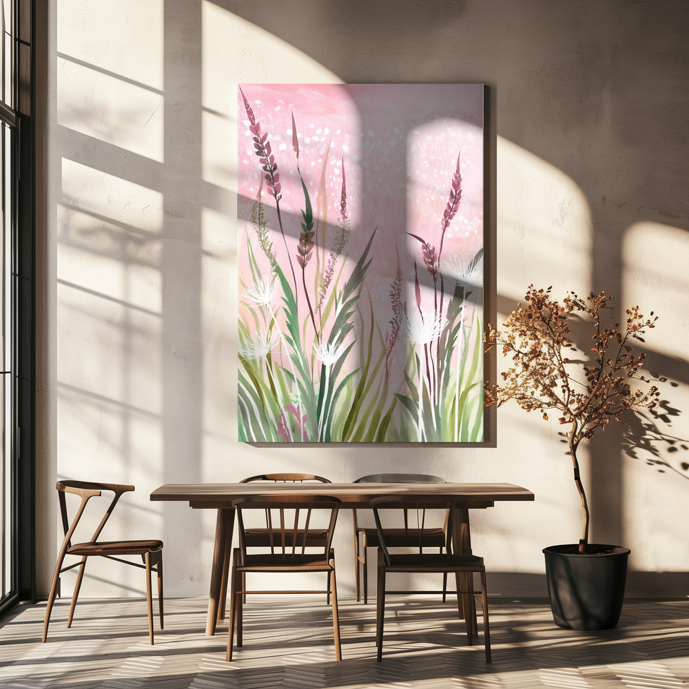 Canvas taulu - Pink and Green 33 ruokapöydän yli
