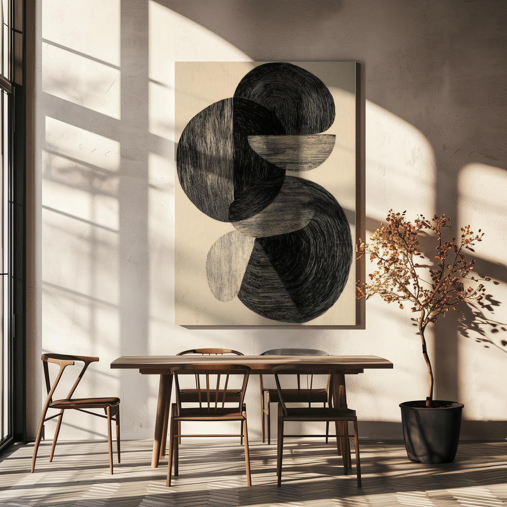 Canvas taulu - Black Freeform ruokapöydän yli