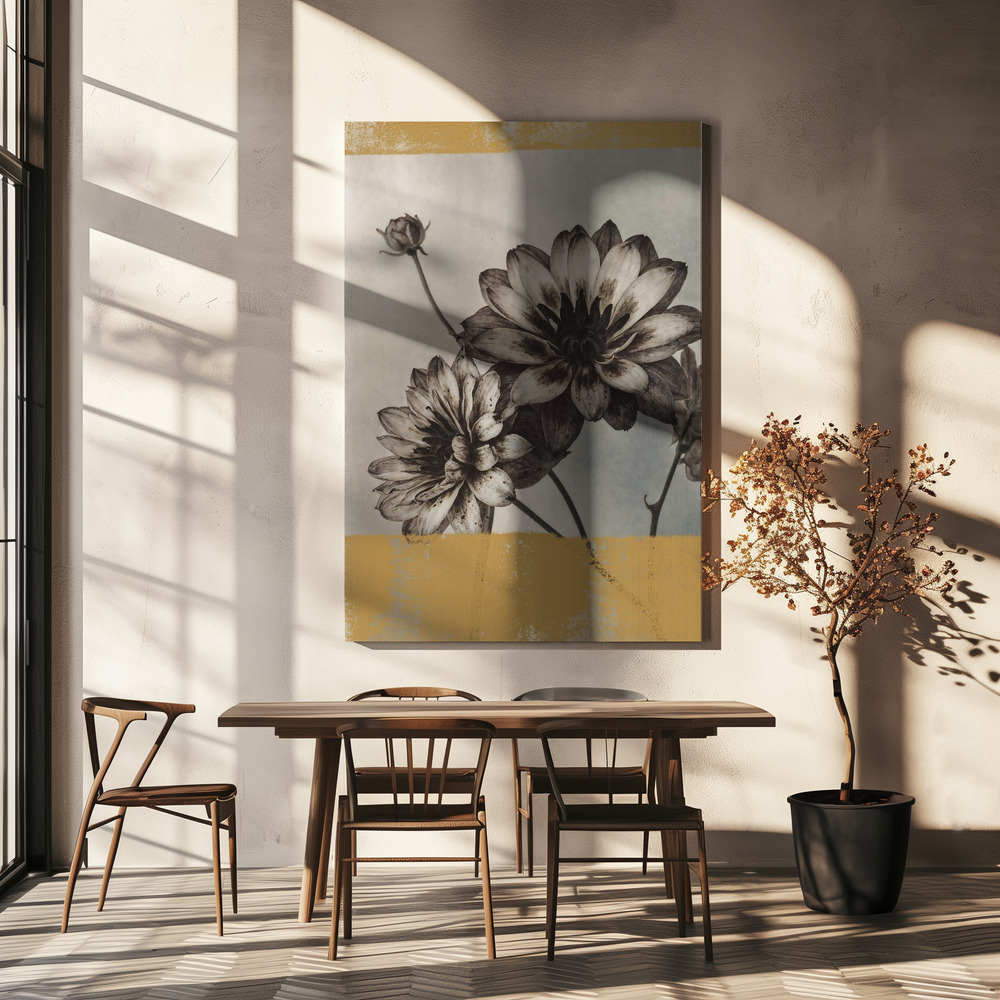 Canvas print - Vintage Flowers No.6 over dining table