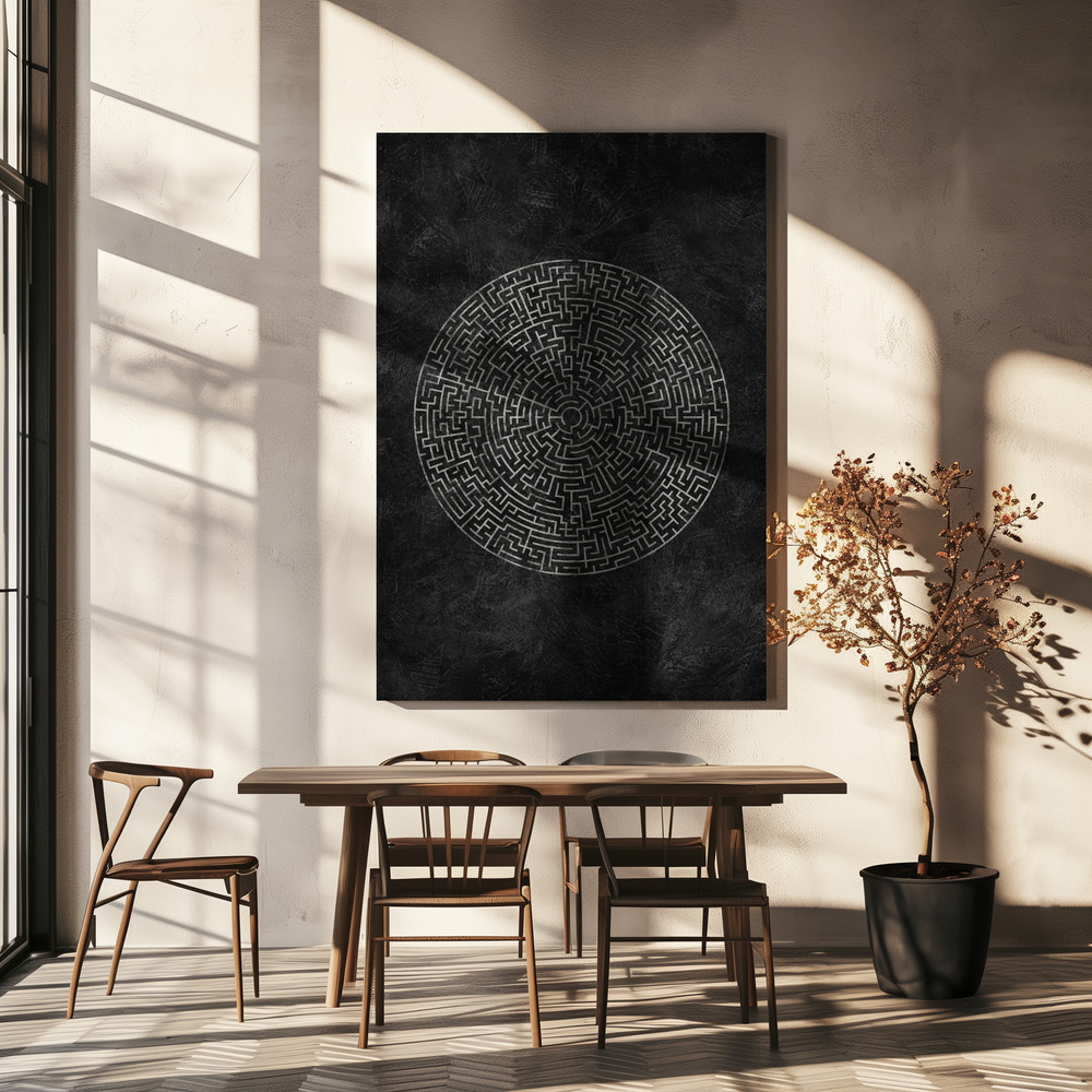 Canvas taulu - The Circular Journey Maze ruokapöydän yli