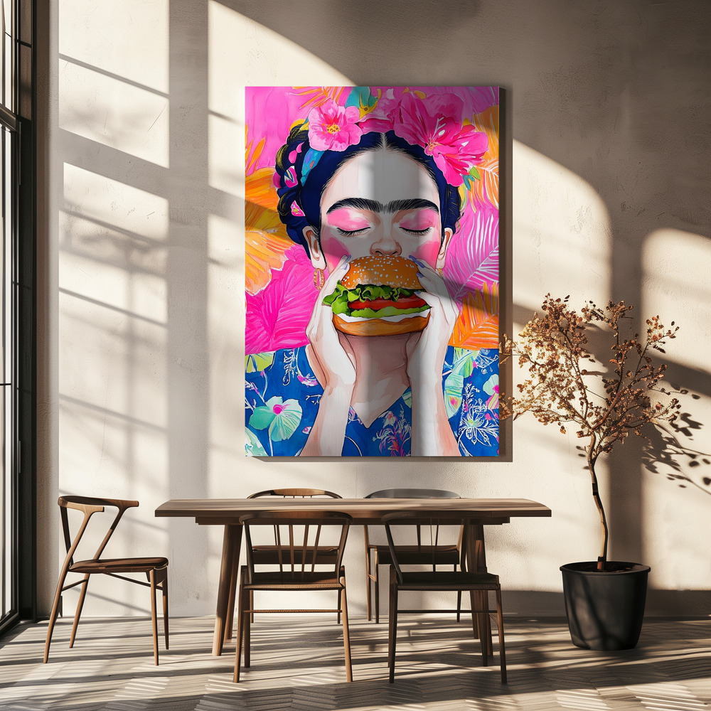Canvas print - Frida Eating over dining table
