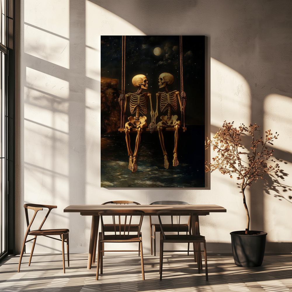 Canvas taulu - Moonlit Skeletons ruokapöydän yli