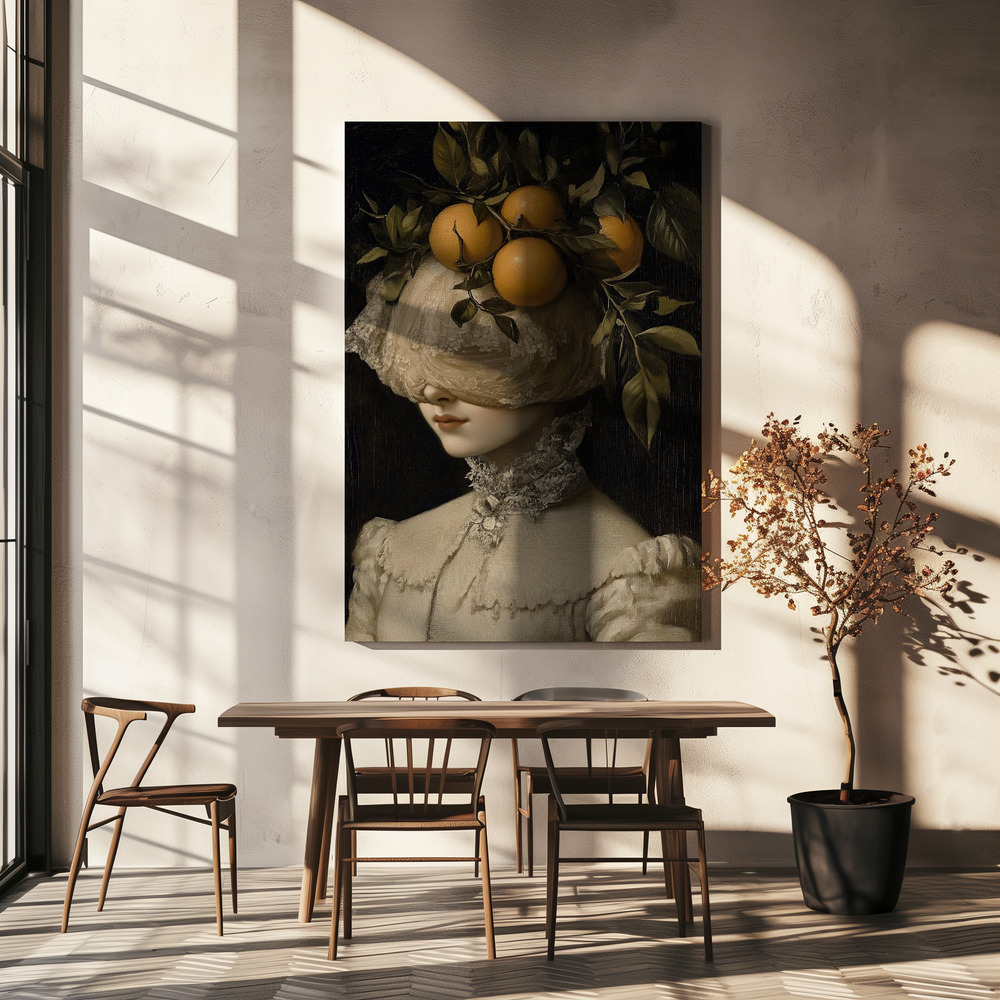 Canvas taulu - Citrus Elegance ruokapöydän yli