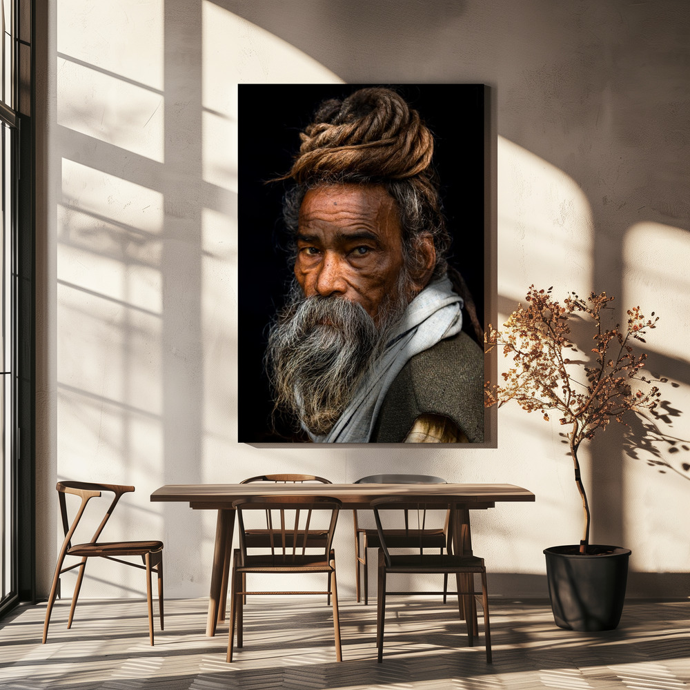 Canvas print - Portrait of a Sadhu... over dining table