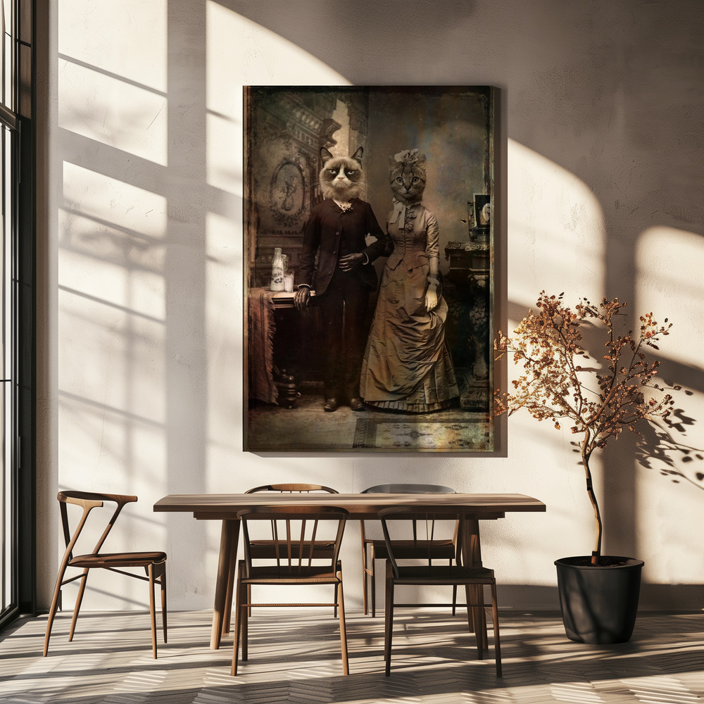 Canvas print - Cat Couple over dining table
