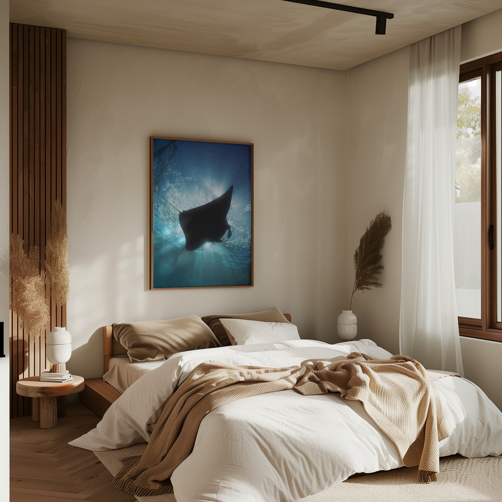 Poster - Manta Silhouette in slaapkamer