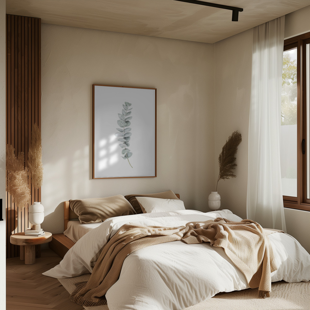 Poster - Eucalyptus II im Schlafzimmer