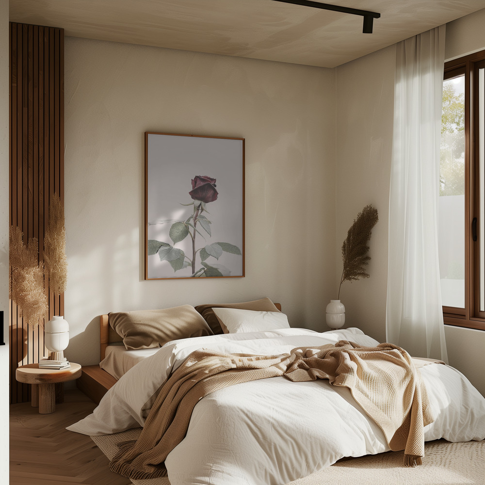 Poster - Rose im Schlafzimmer