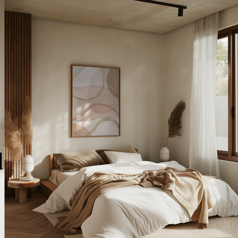 Poster - Blush and Brown Abstract in bedroom