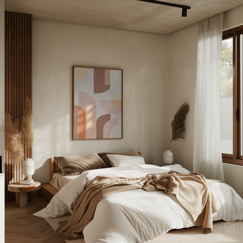 Poster - Retro Geometric in bedroom