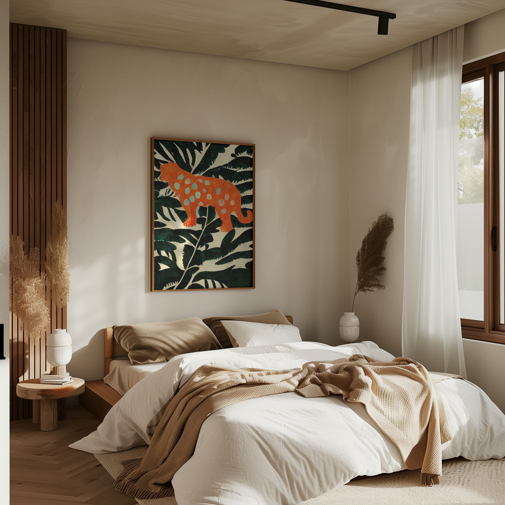 Plakat - Tiger In The Jungle w sypialni