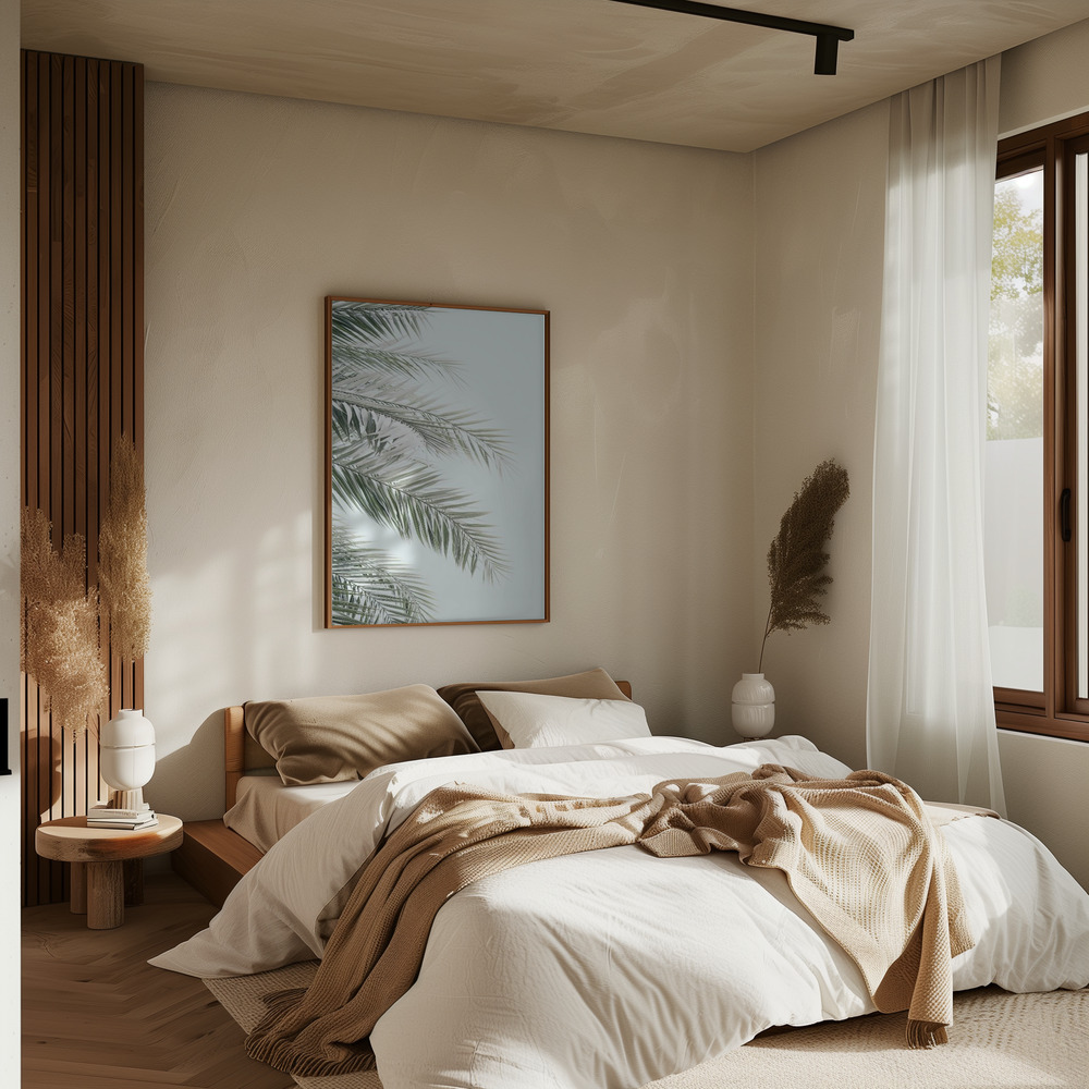 Poster Blue Palms - Affisch i sovrummet