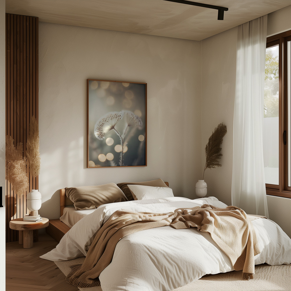 Poster - Golden Pearls im Schlafzimmer