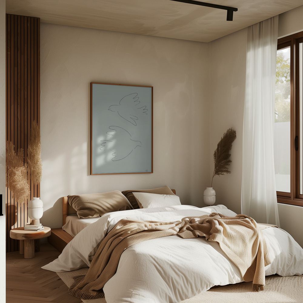 Poster - DOVES Green in slaapkamer