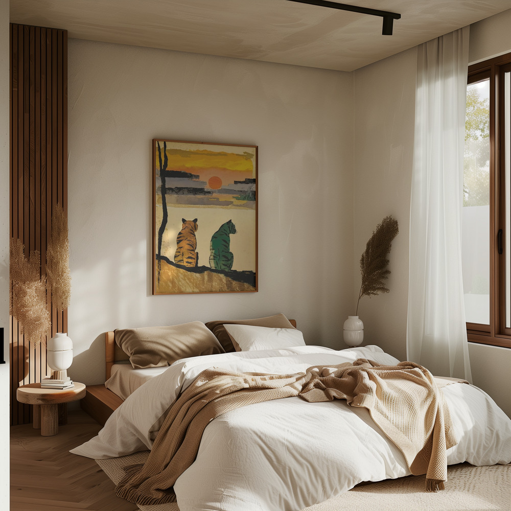 Poster - Resting Tigers in slaapkamer